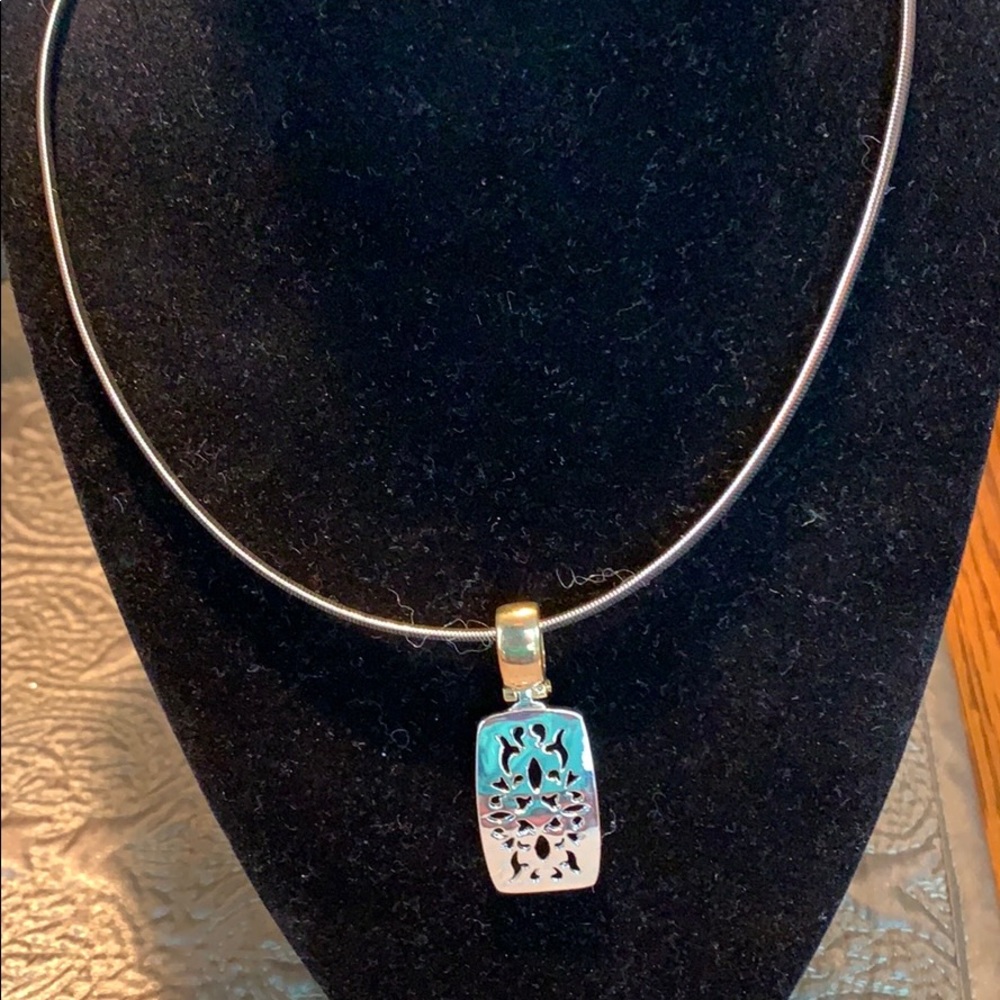 Silver Necklace With Silver & Gold Charm NWOT